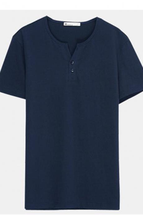 Men Short Sleeve T-shirt V-neck Original Men Solid Color Shirt Tops