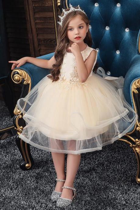 2020 new children dress princess small medium wedding girls dress birthday evening performance pettiskirt dress 