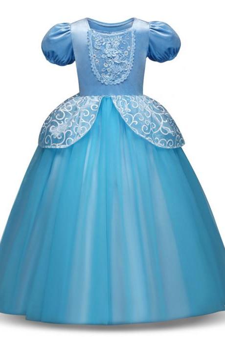 Spring Autumn Children Dress New Halloween Cinderella Princess Dress Short Sleeve Pettiskirt Girls Mesh Dress
