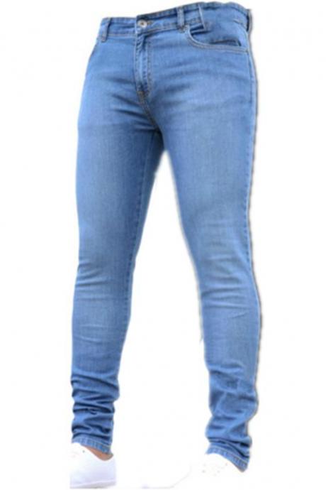 Summer Men Slim Jeans Pants Small Leg Stretchable Fabric Fashion Vintage Male Jeans Trousers