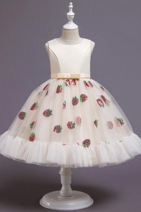 Children's dress skirt princess dress girls sequins Christmas strawberry show catwalk evening dress