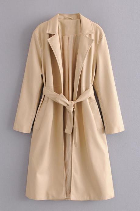  2020 autumn fashion new women Trench Coat products street light mature imitation leather PU windbreaker jacket 