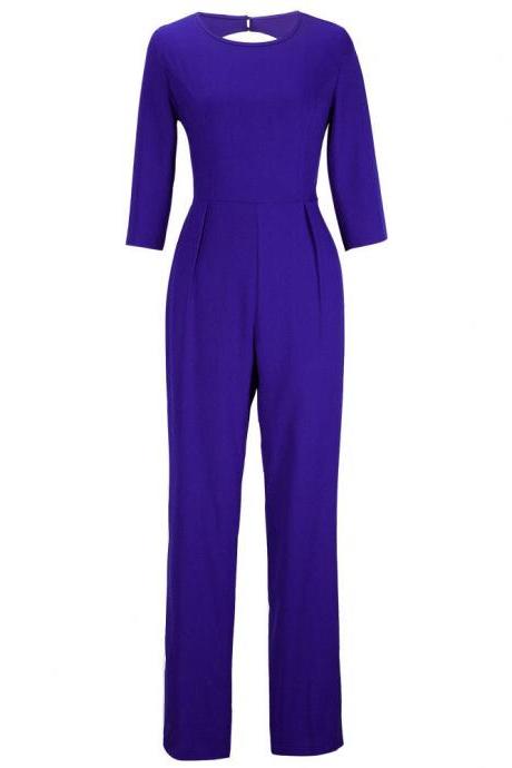 Women Jumpsuit Elegant Overalls Sexy Women&amp;#039;s Summer Elegance Pass Back Jumpsuits Clothes Pants Dress Supplies Solid Polyester