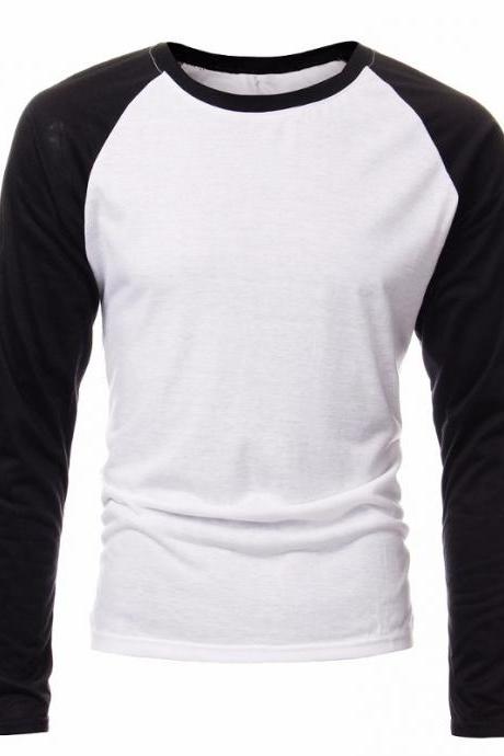 Autumn Men Long Sleeve T Shirt Patchwork O-neck Streetwear Casual Baseball Fashion Plus size Tee Tops 