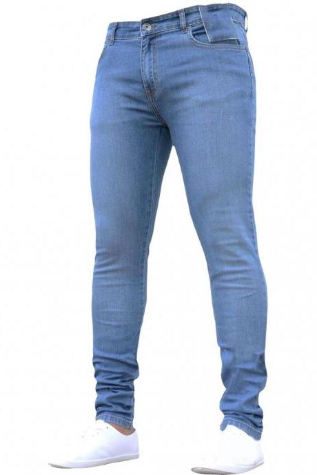 Skinny Jeans Men Pure Color Denim Pants Cotton Vintage Wash Hip Hop Work Plus Size Winter Autumn jeans Trousers