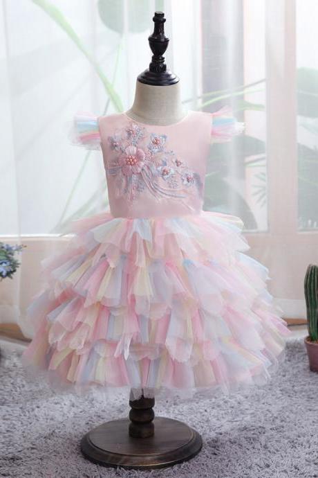  Baby girl clothes colorful net yarn cake puffy princess dress baby girl dress party dress birthday party dress flower girl dress