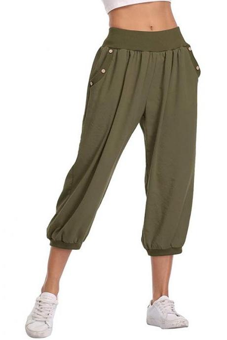 Women casual pant comfortable loose sports yoga sports cropped trousers