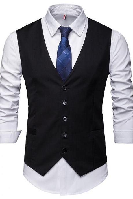 Hot Sell Men Suit Business Vest Mens Casual Waistcoat Formal Suit Vest Slim England Style Waistcoat Men Wedding Clothing