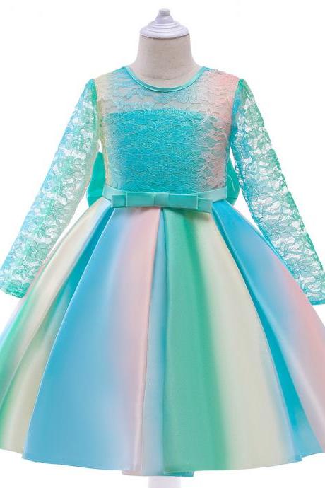  Children Cake Lace Rainbow Colorful Princess dress,Birthday girl dress,Party girl dress,Prom girl dress,Wedding girl dress, Evening Infant Summer Dress, Vestidos Baby Girl Clothes 