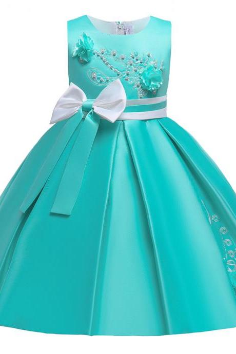  Children Tutu Bow Princess Birthday Party Prom Wedding Bridesmaid Evening Summer Dress Gown Vestidos Baby Girls Clothes 10 Years