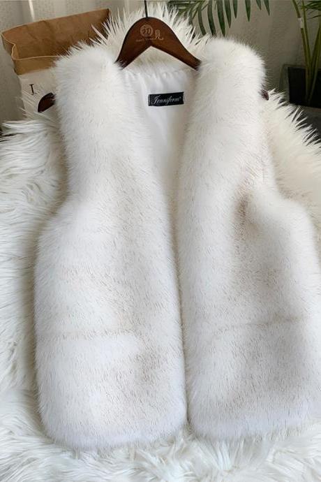  2021 autumn winter fur vest women waistcoat short mink velvet imitating fox fur to keep warm vest 