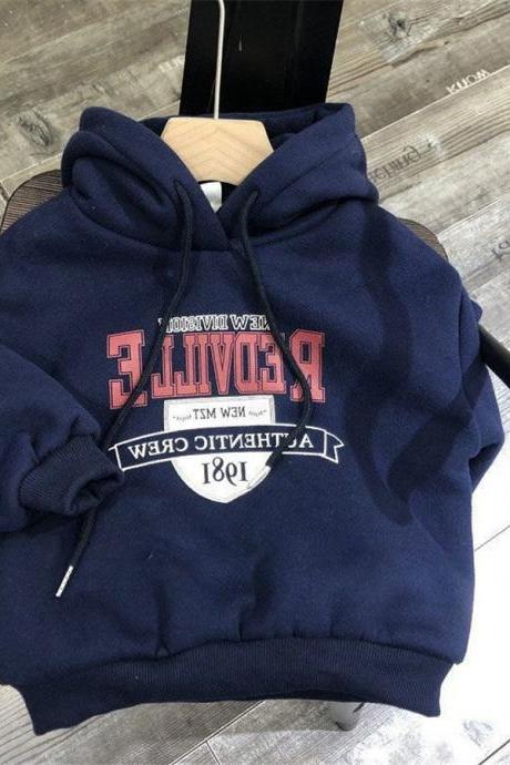  Boys plus fleece hooded sweater autumn and winter children's warm casual jacket