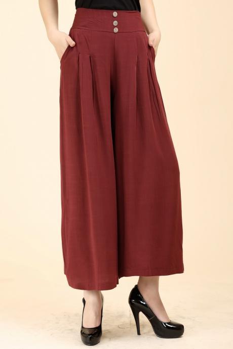 Office Lady Wide Leg Pants Women Fashion High Waist Solid Pleated Trousers Casual Loose Oversized Slacks