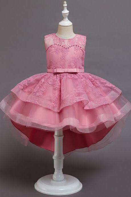 Elegant Girls Princess Dress Wedding And Birthday Party Bridesmaid Tulle Lace Embroidery Formal Dresses Kids Children Ball Gown