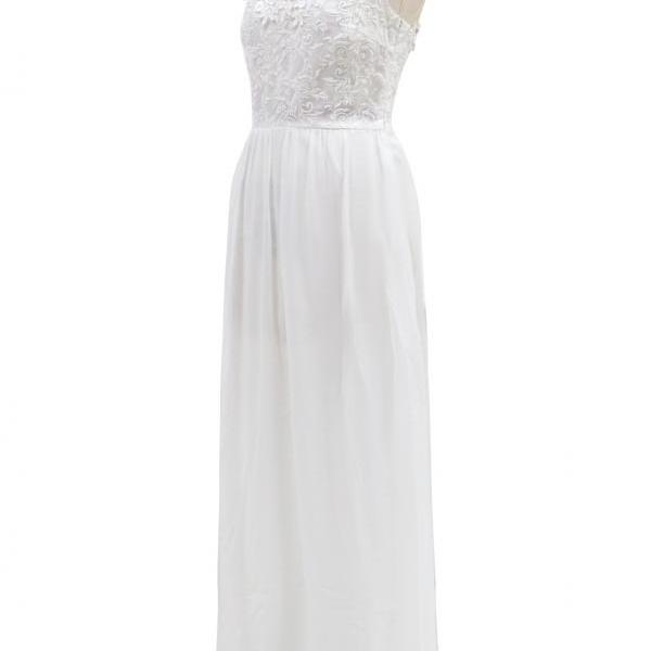 women New Lace Chiffon Dress Prom White Evening Split Swing dress