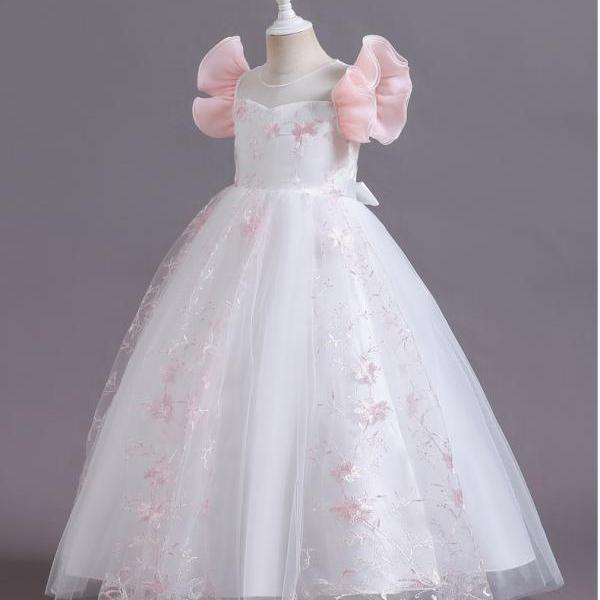  Embroidered Princess Dress Kids Dress High End Elegant Girls Festive Dress Banquet Party dress