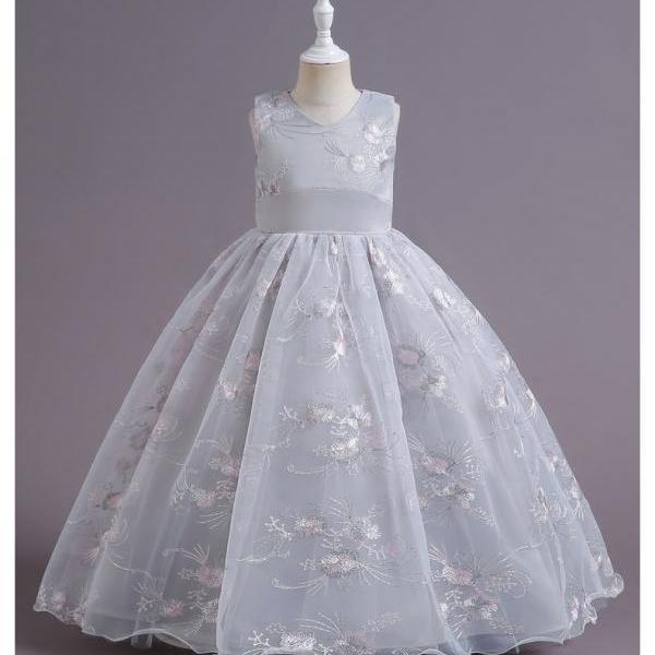 Hot Selling Embroidered Long Sleeveless Children's Dress Birthday Party Dress Flower Girl Dress Dress kids dress