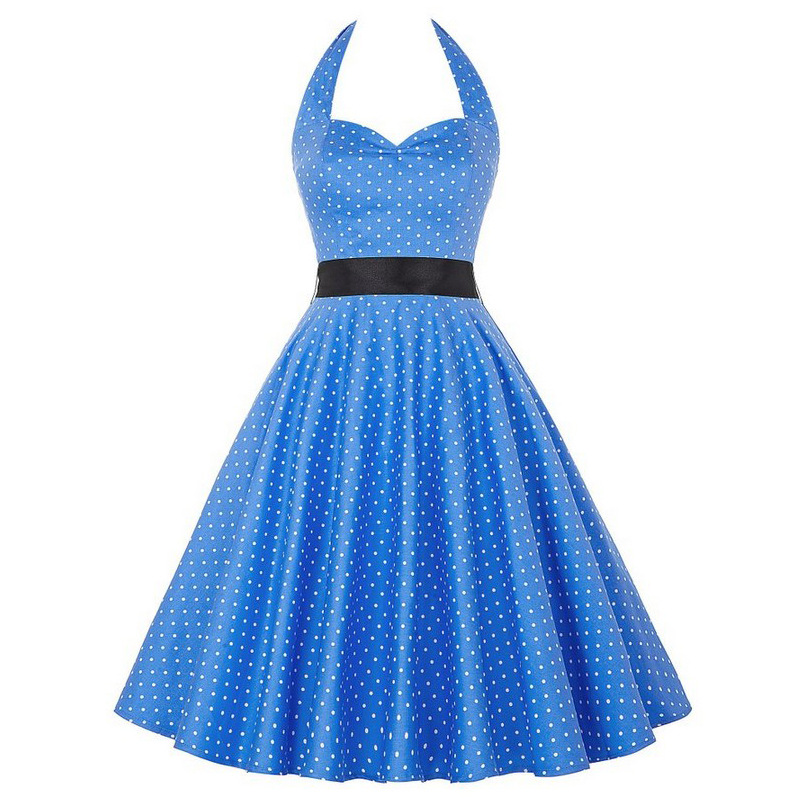 Vintage 50s 60s Swing A Line Dress Women Summer Halter Floral Printed ...
