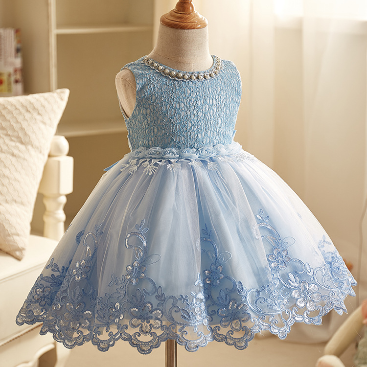 Beaded Embroidery Lace Flower Girl Dresses Sleeveless Wedding Party ...