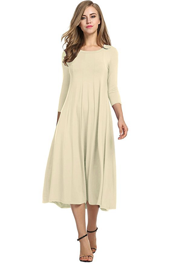 below the knee casual dresses with sleeves