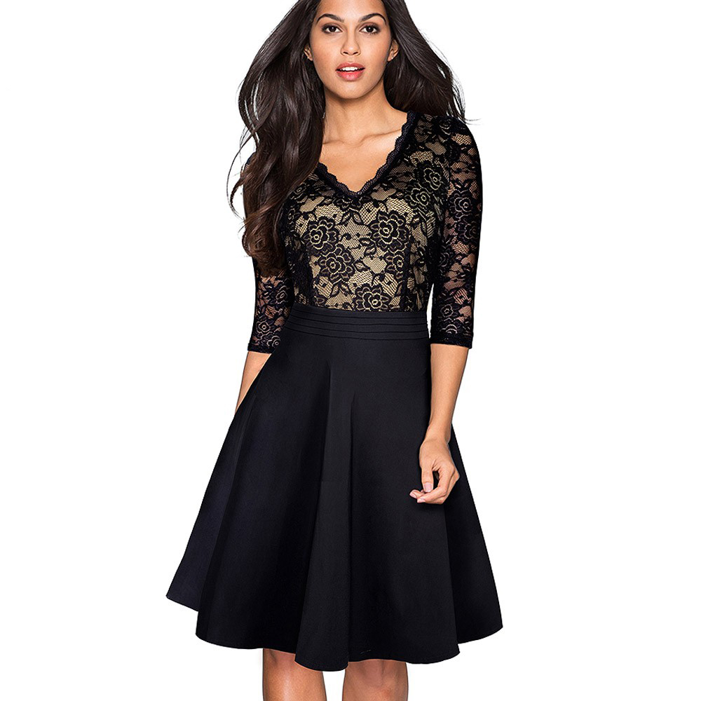 Black Halter A-Line Lace Vintage Short Party Dresses Cocktail Dresses, DP5654