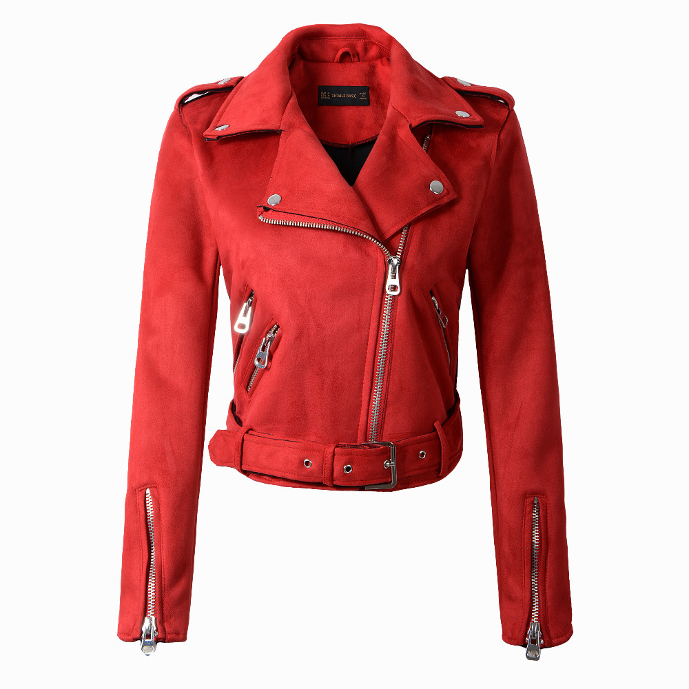Arrial Women Suede Faux Leather Jackets Lady Fashion Motorcycle Coat ...