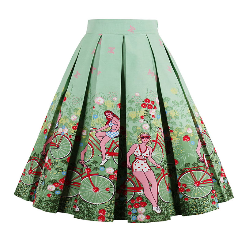 Retro Floral Printed Summer Skirts Womens High Waist Vintage A Line Midi Skater Skirt 14 On Luulla 3574