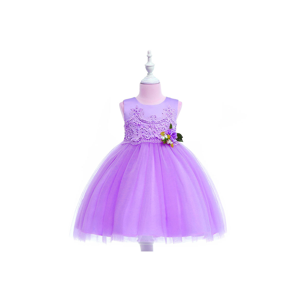 Pastoral Flower Girl Dress Lace Kids Princess Formal Birthday Party ...