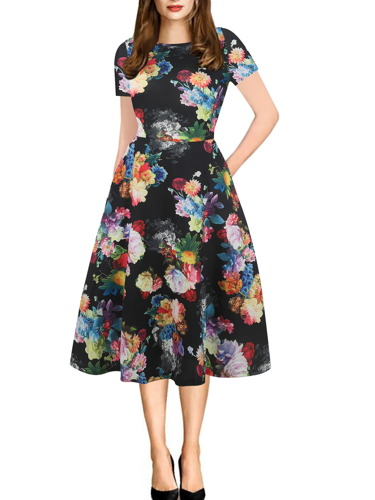 floral knee length dress