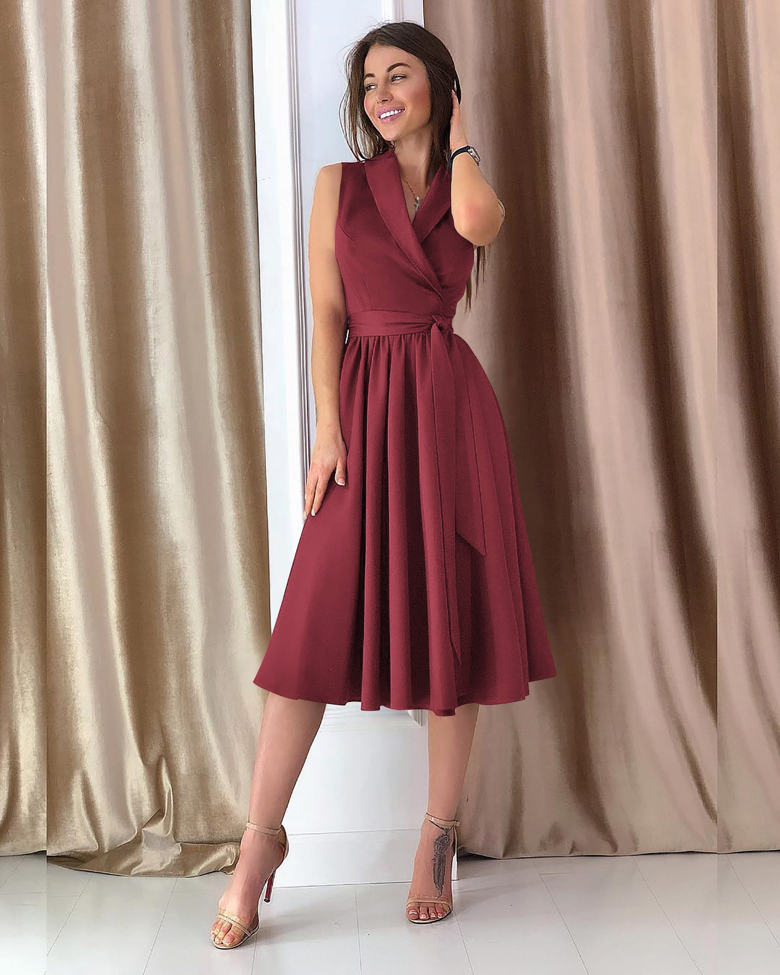 wine colored casual dress