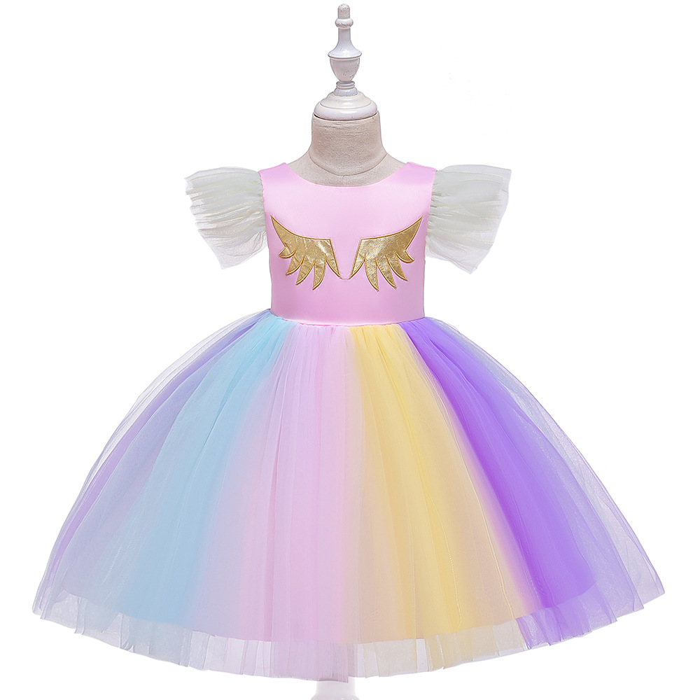 Unicorn Flower Girl Dress Rainbow Birthday Formal Tutu Party Gown ...