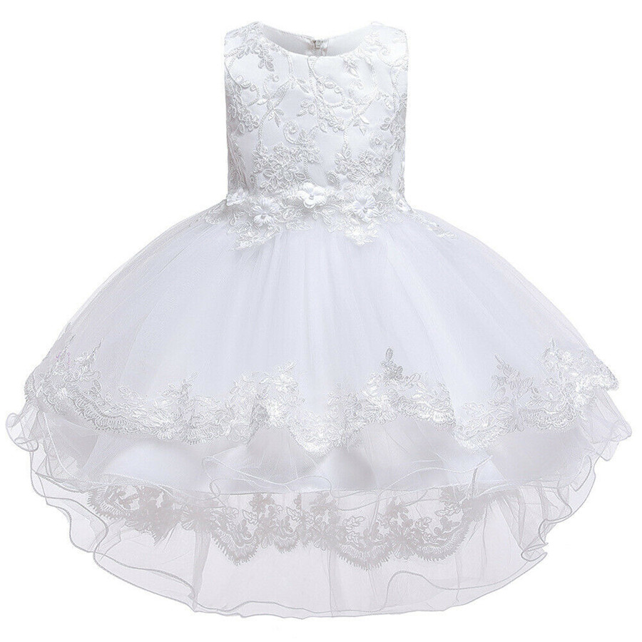 Sleeveless Kids Girls Bow Princess Tulle Dress Wedding Bridesmaid ...