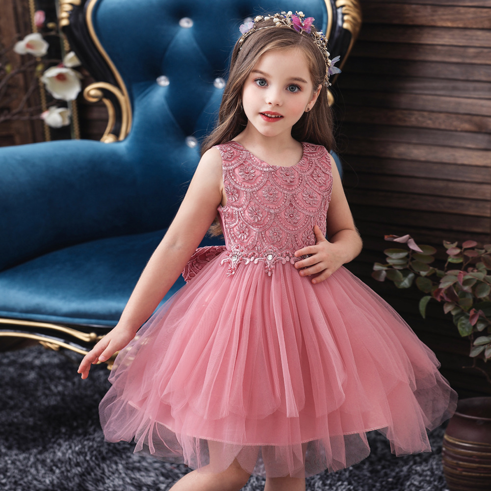 Kids Girl Cake Flower Dress Children Party Wedding Formal Dress For ...